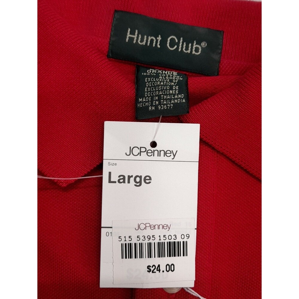 Vtg Mens Hunt Club Golf Polo Shirt Red Short Sleeve New with tags L - Picture 8 of 11